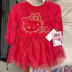Hello Kitty Red Fuzzy Knit & Sparkle Tulle Dress